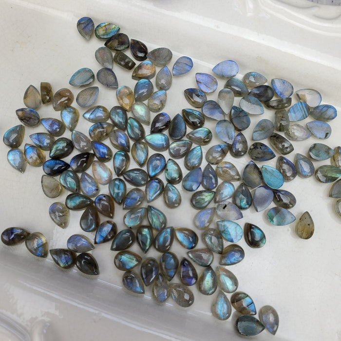 Labradorite Teardrop Cabochons, 6x9mm