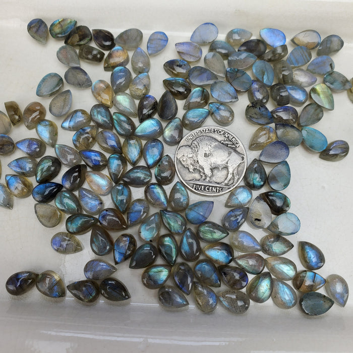 Labradorite Teardrop Cabochons, 6x9mm