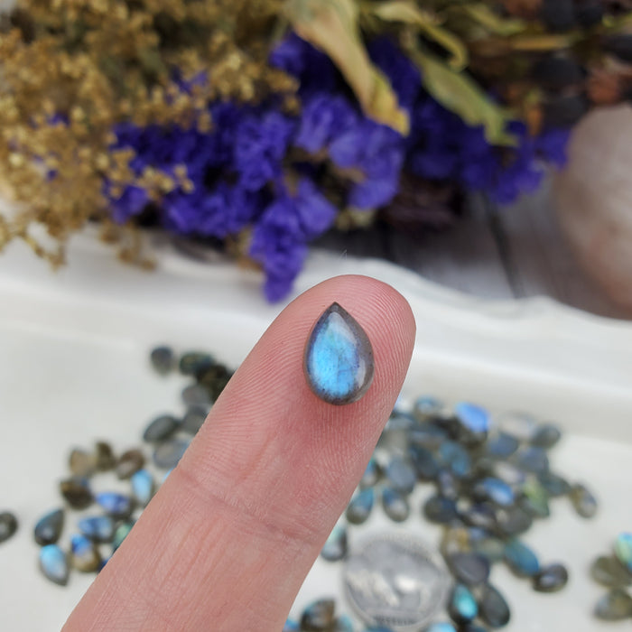 Labradorite Teardrop Cabochons, 6x9mm