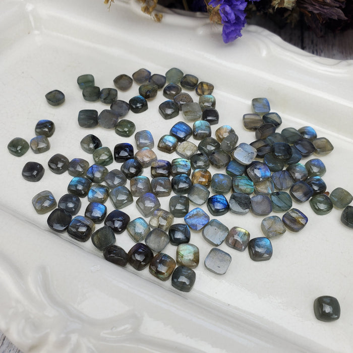 Labradorite Cushion Cabochons, 7mm