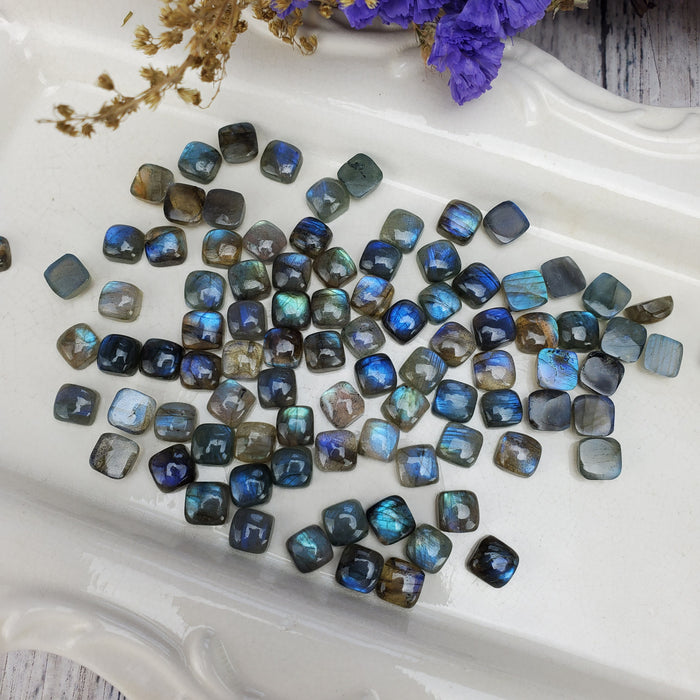 Labradorite Cushion Cabochons, 8mm