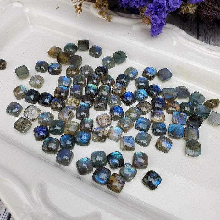 Labradorite Cushion Cabochons, 8mm