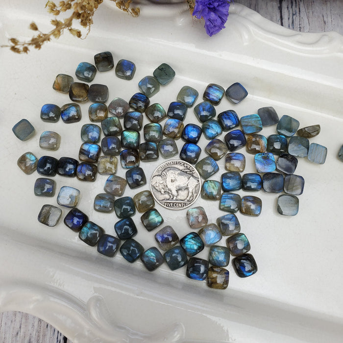 Labradorite Cushion Cabochons, 8mm