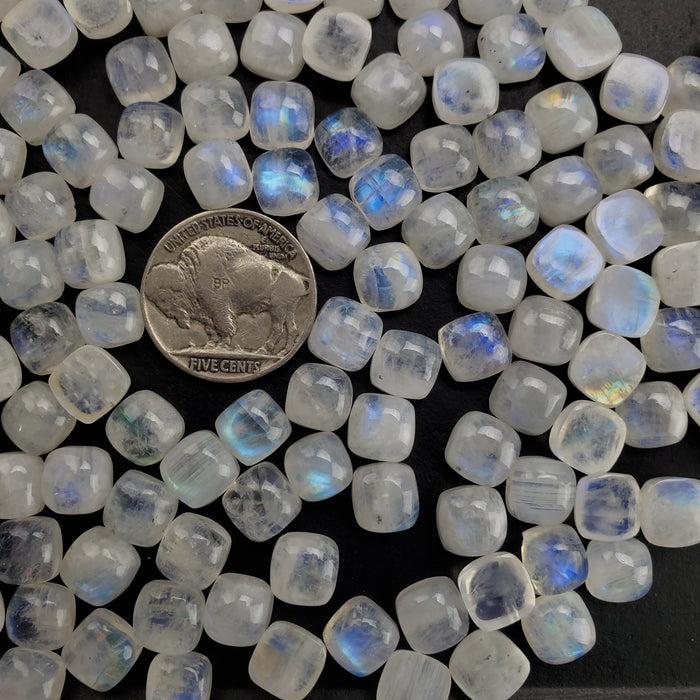 Moonstone Cushion Cabochons, 8mm