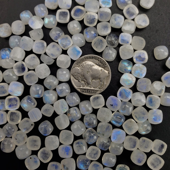 Moonstone Cushion Cabochons, 7mm