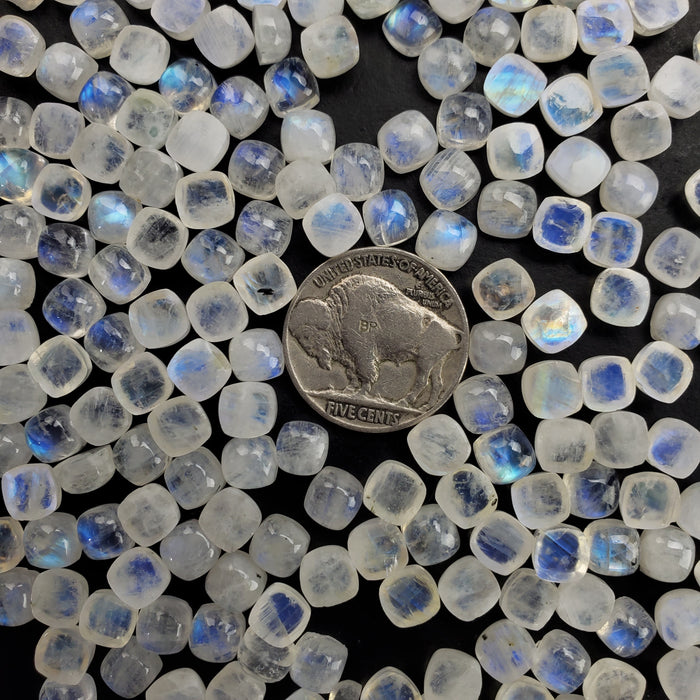 Moonstone Cushion Cabochons, 6mm