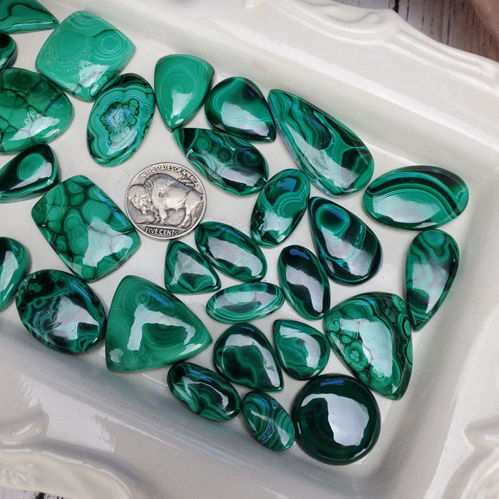 Malachite Cabochons, small