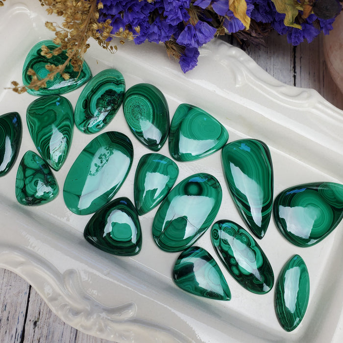 Malachite Cabochons, medium