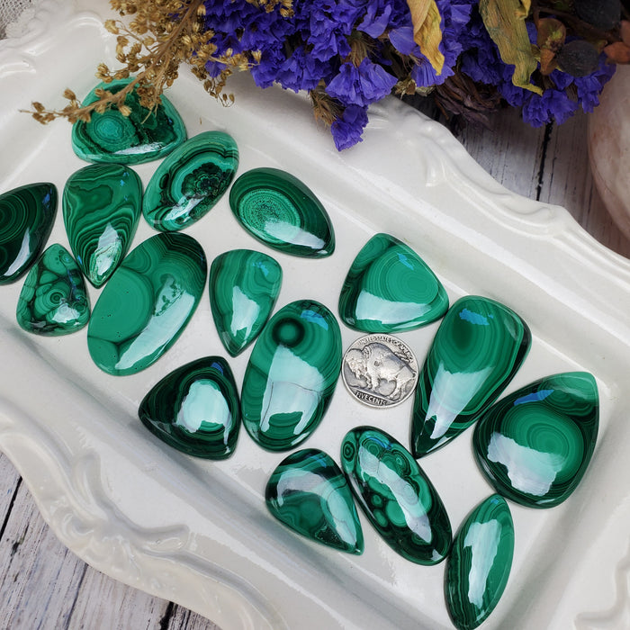 Malachite Cabochons, medium