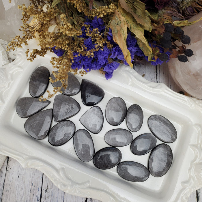 Silver Sheen Obsidian Cabochons