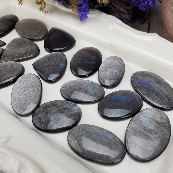 Silver Sheen Obsidian Cabochons