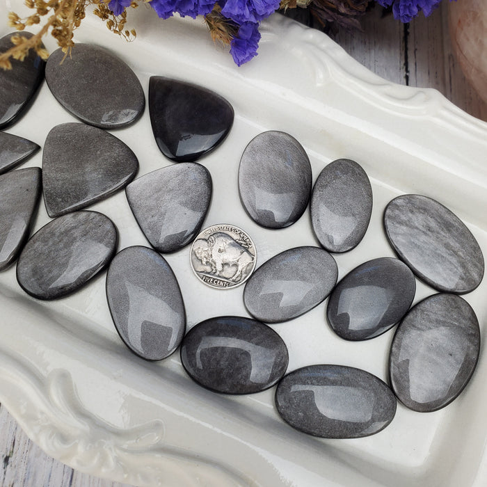 Silver Sheen Obsidian Cabochons