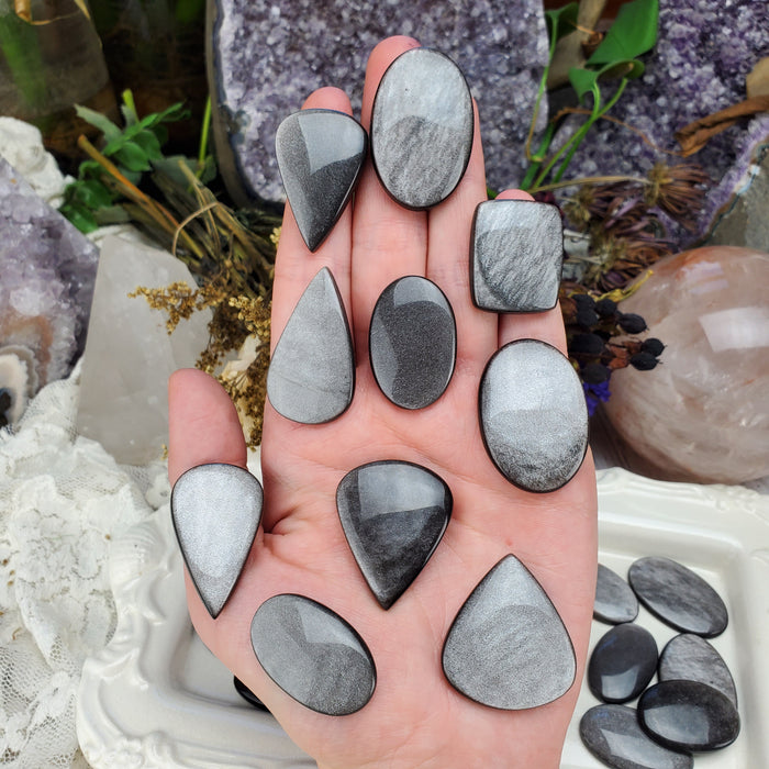 Silver Sheen Obsidian Cabochons