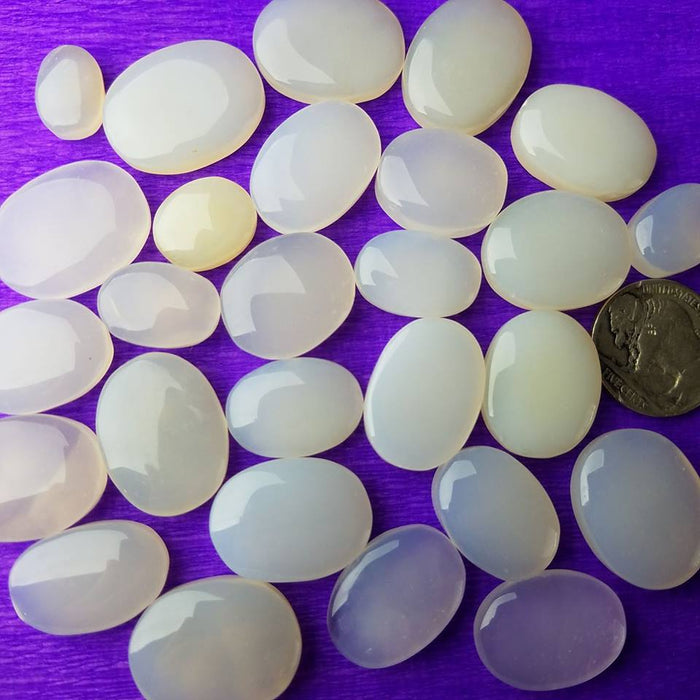 White Chalcedony Cabochons 100 gram sets