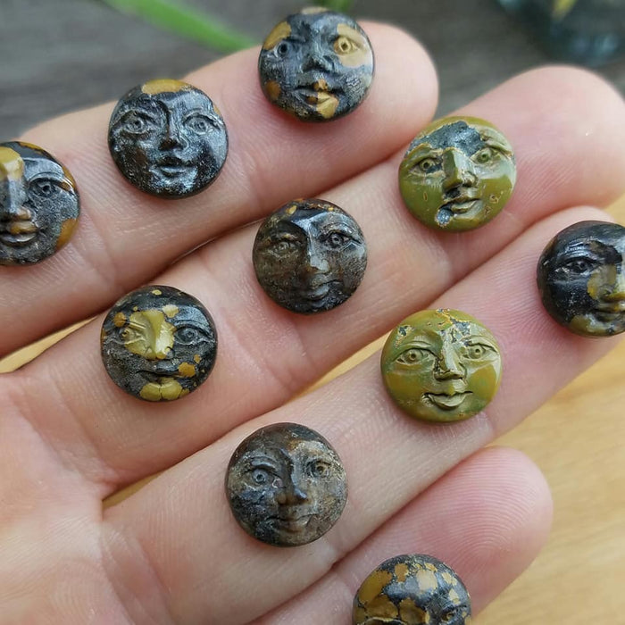 Turquoise Moon Face Carvings