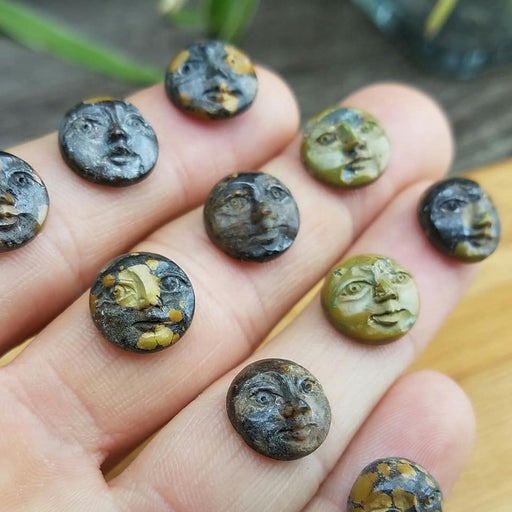 Turquoise Moon Face Carvings