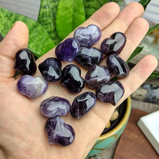 Chevron Amethyst Puffy Hearts