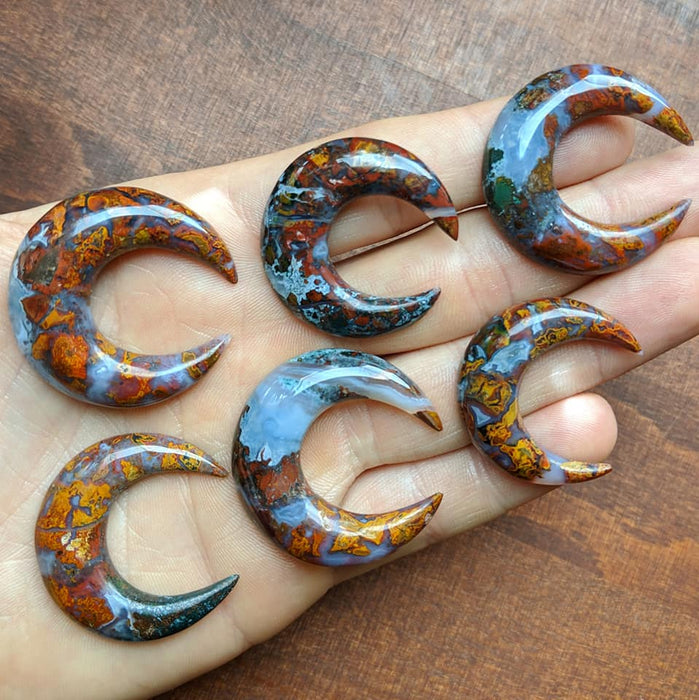 Multi Color Jasper Crescent Moons