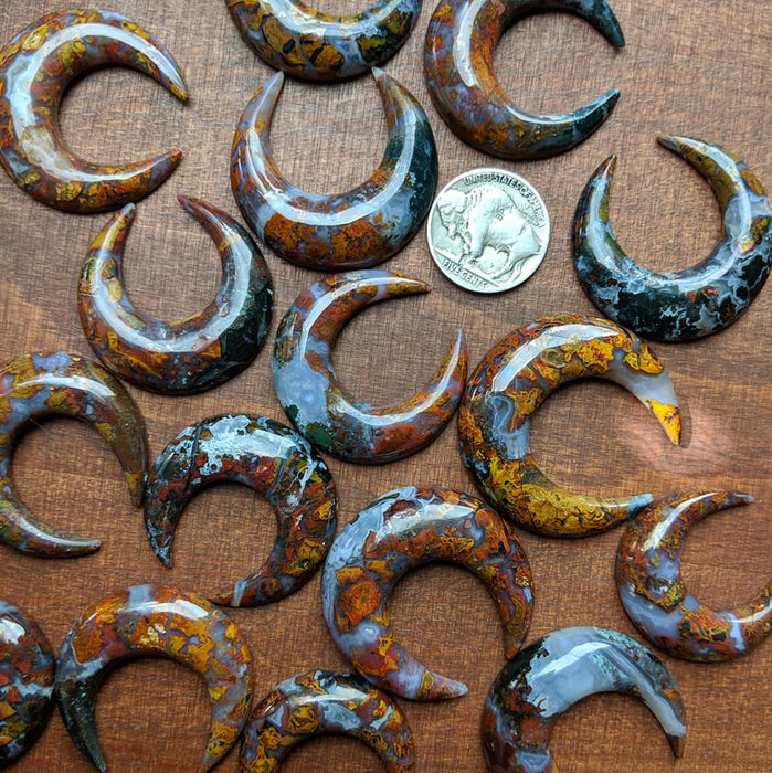 Multi Color Jasper Crescent Moons