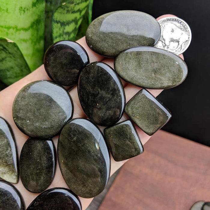 Golden Sheen Obsidian Cabochons