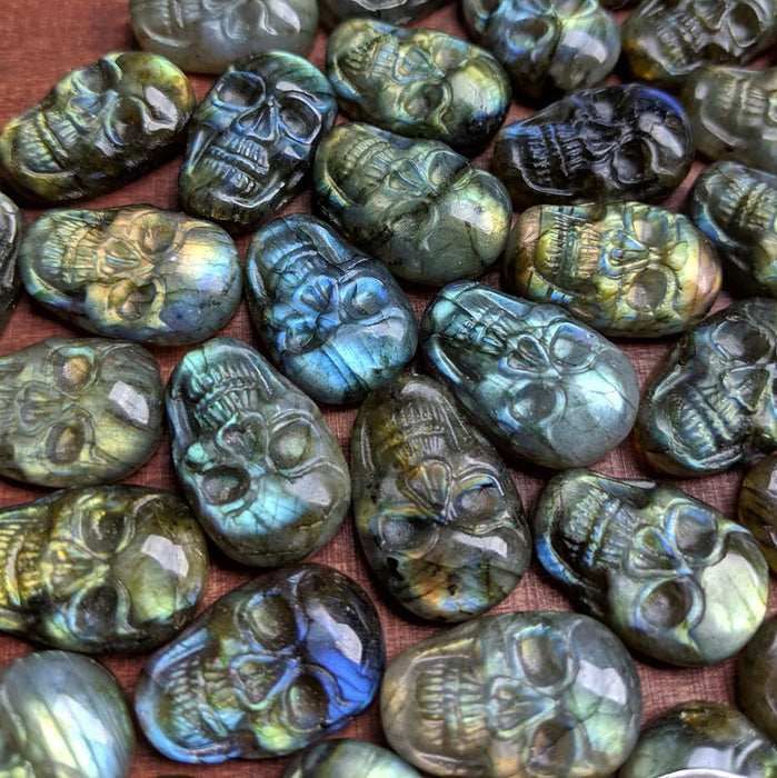 Labradorite Skull Carving Cabochons