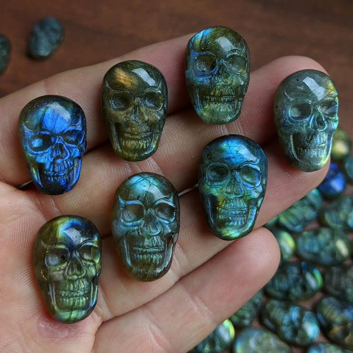 Labradorite Skull Carving Cabochons