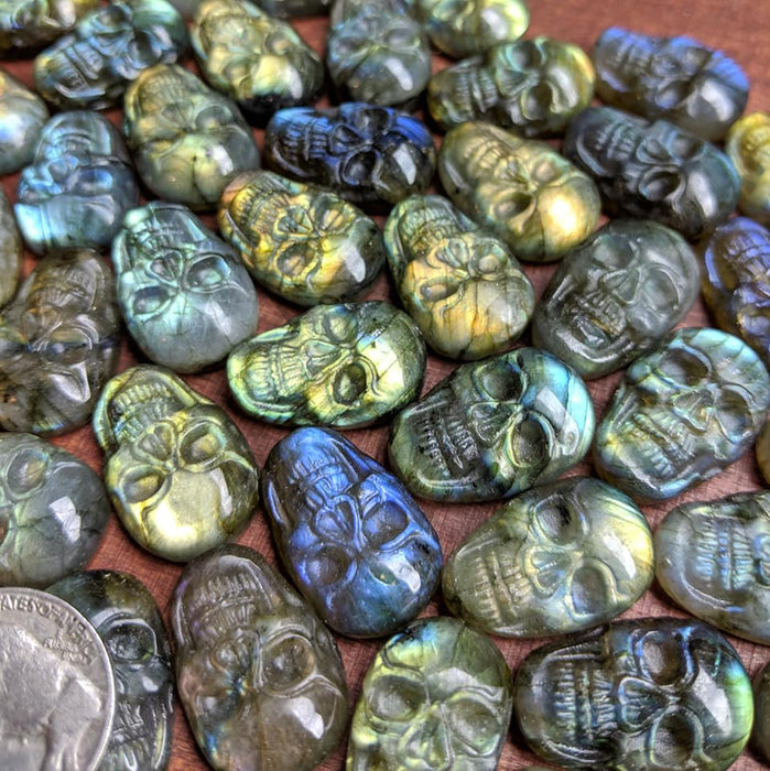 Labradorite Skull Carving Cabochons