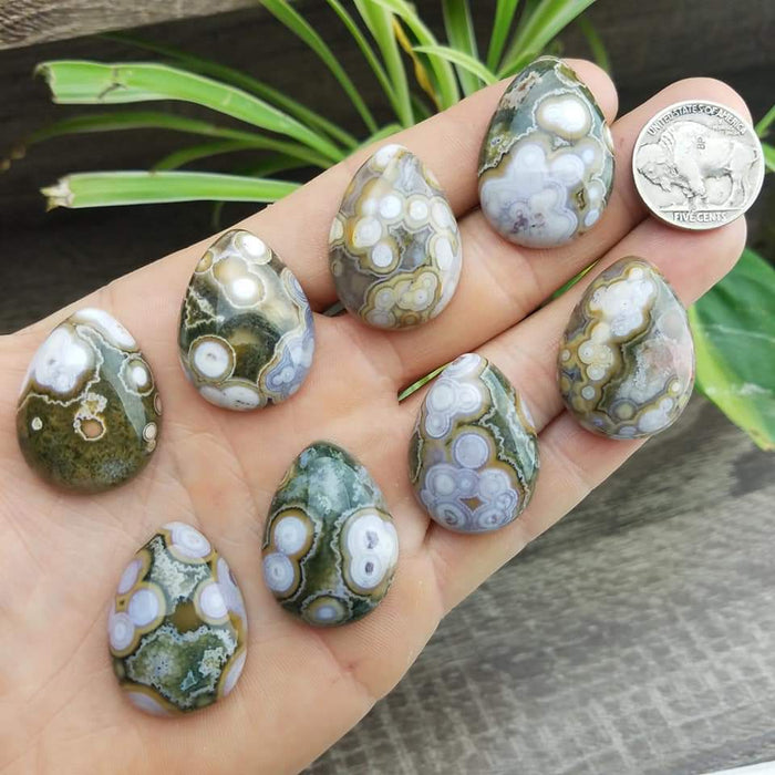 Ocean Jasper Teardrop Cabochons, Top Quality