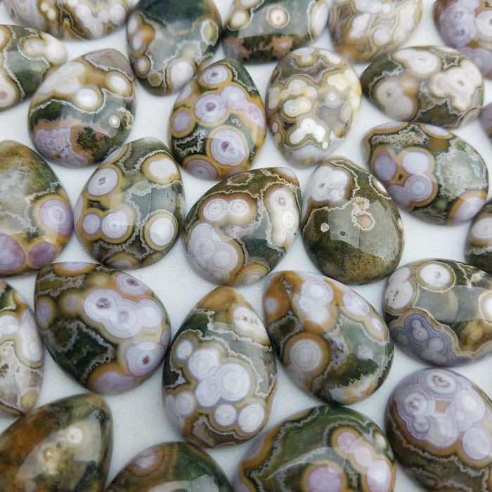 Ocean Jasper Teardrop Cabochons, Top Quality