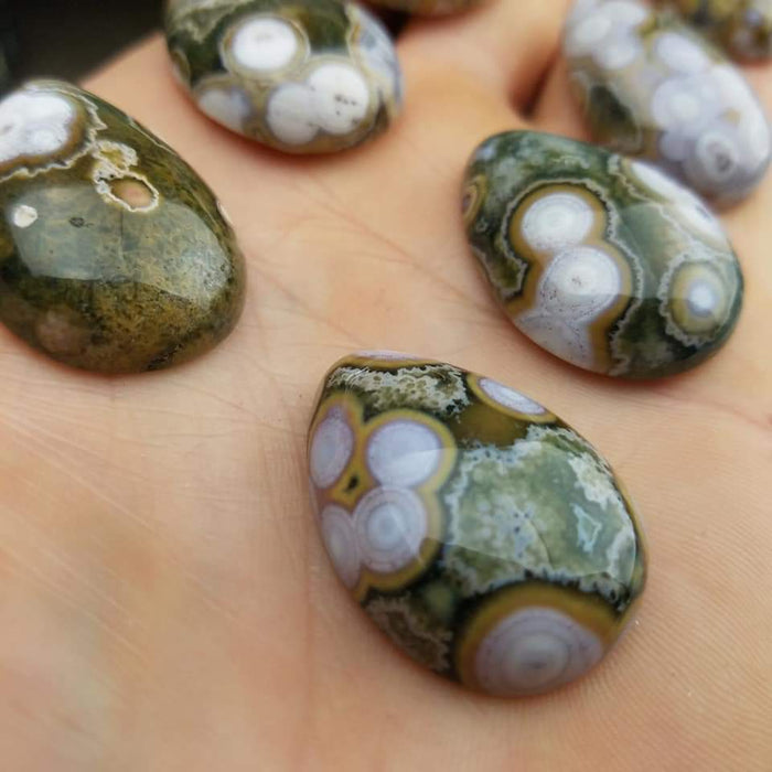 Ocean Jasper Teardrop Cabochons, Top Quality