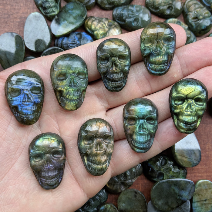 Labradorite Skull Carving Cabochons