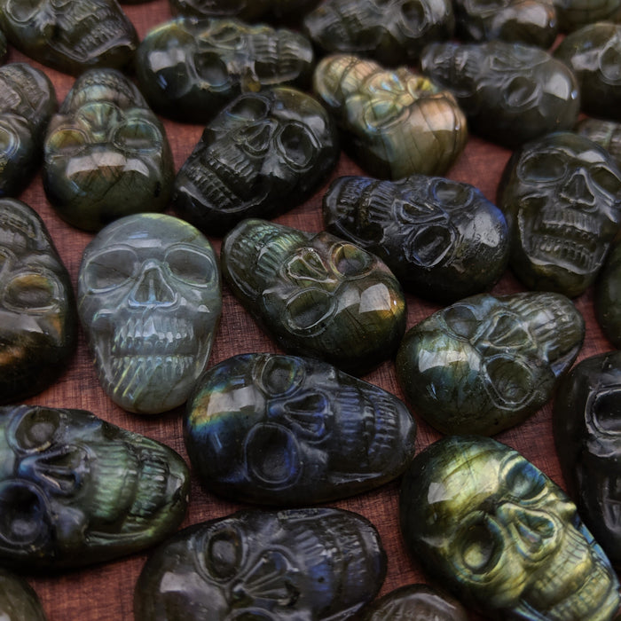 Labradorite Skull Carving Cabochons