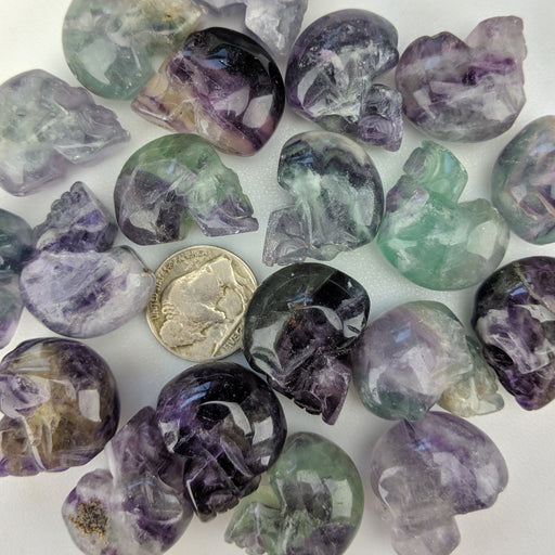 Rainbow Fluorite Carved Skulls