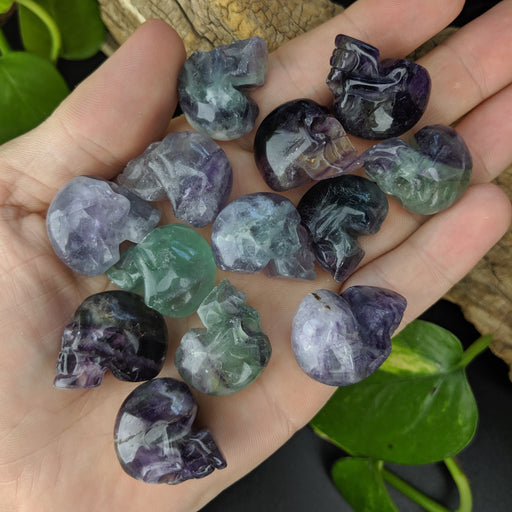 Rainbow Fluorite Carved Skulls