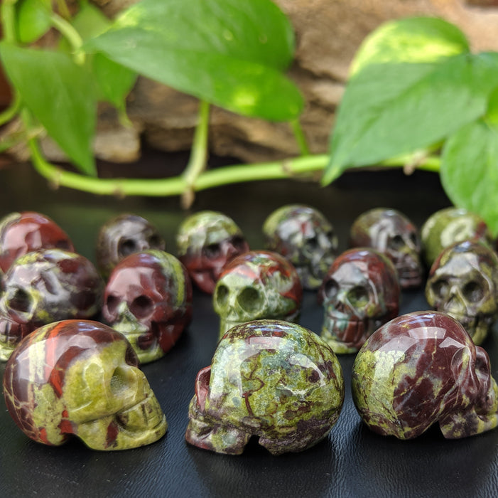 Dragon Blood Jasper Carved Skulls