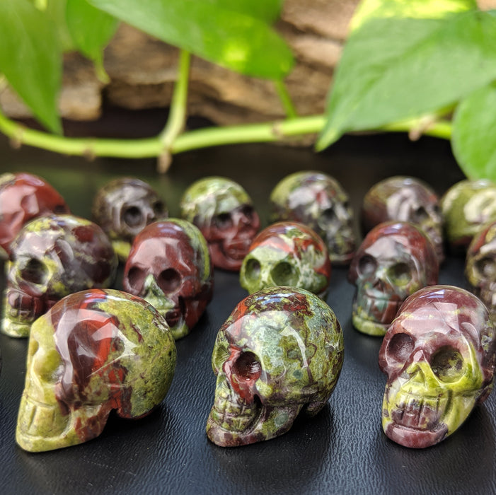 Dragon Blood Jasper Carved Skulls