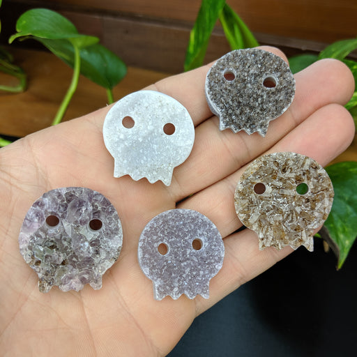 Druzy Quartz Skulls