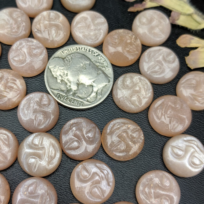 Peach Moonstone Face Carving Cabochons