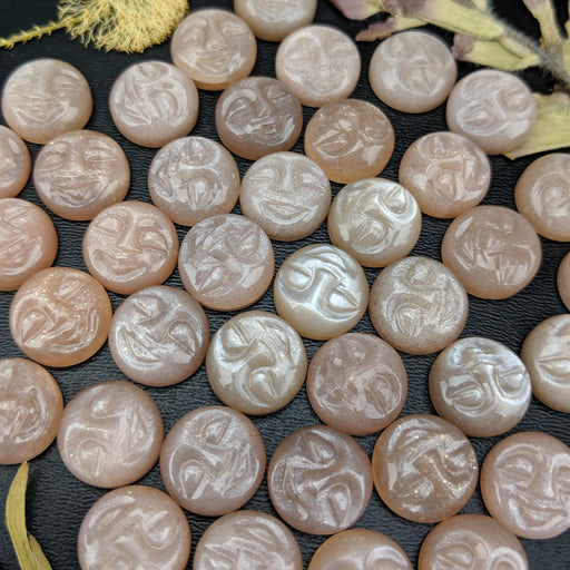 Peach Moonstone Face Carving Cabochons