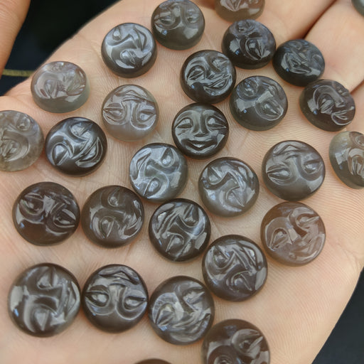 Grey Moonstone Face Carving Cabochons