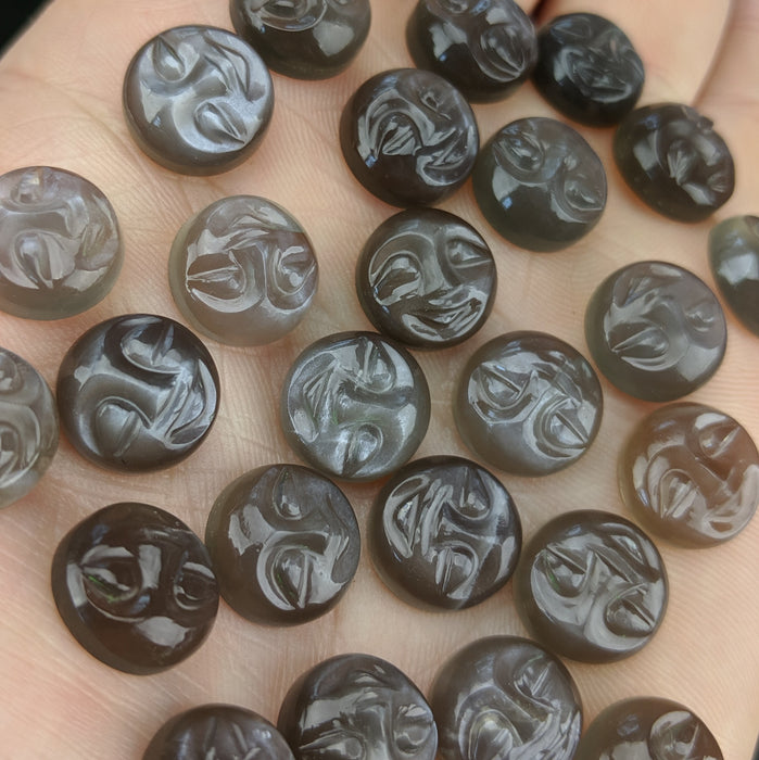 Grey Moonstone Face Carving Cabochons