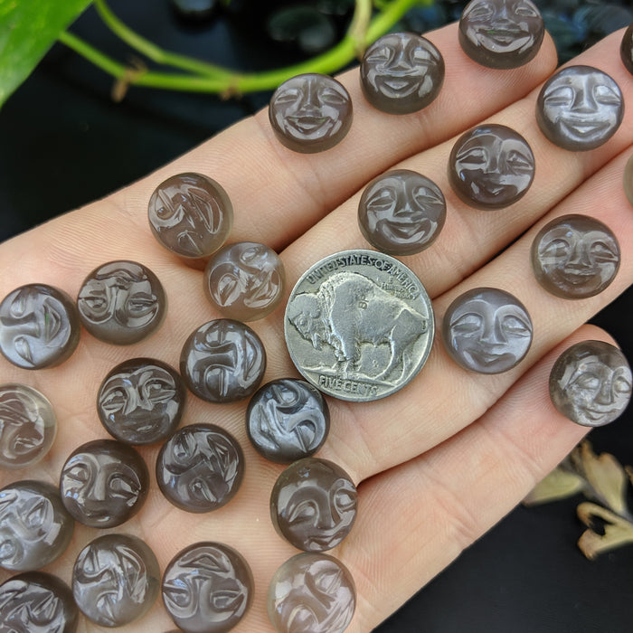 Grey Moonstone Face Carving Cabochons