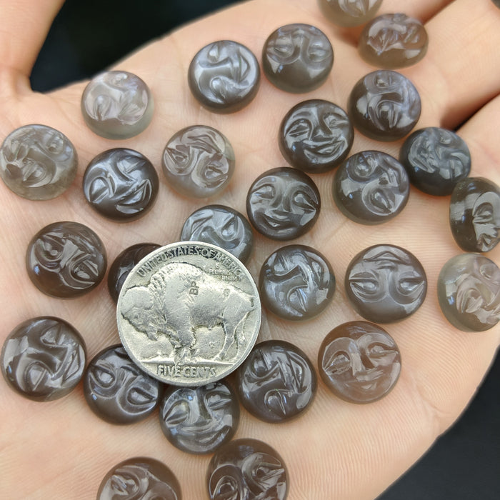 Grey Moonstone Face Carving Cabochons