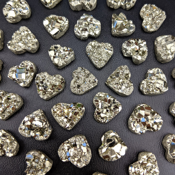 Pyrite Druzy Small Hearts, Peru