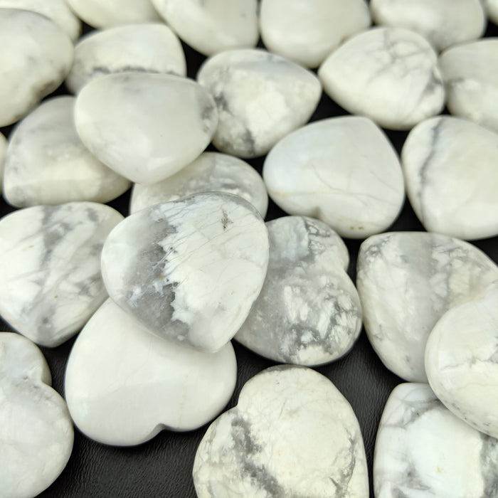 White Howlite Hearts