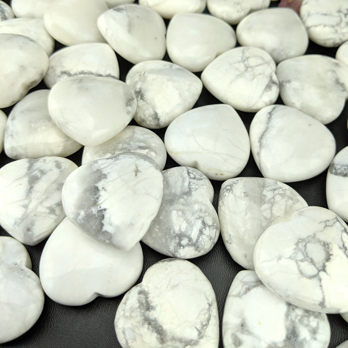 White Howlite Hearts