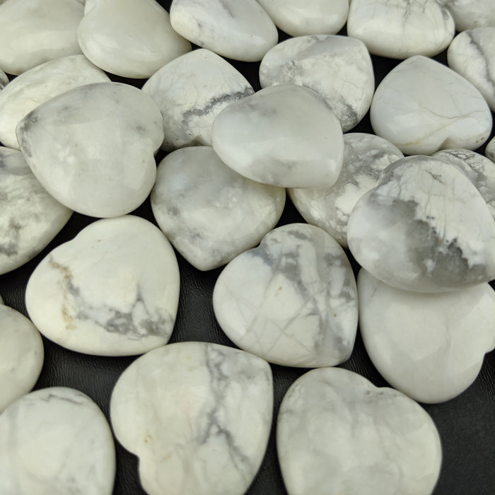 White Howlite Hearts