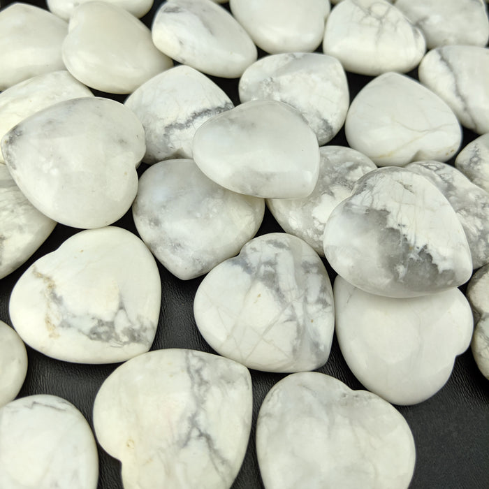 White Howlite Hearts