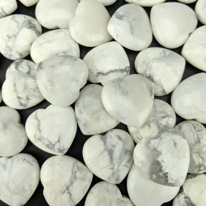 White Howlite Hearts