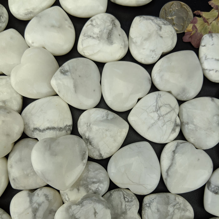 White Howlite Hearts